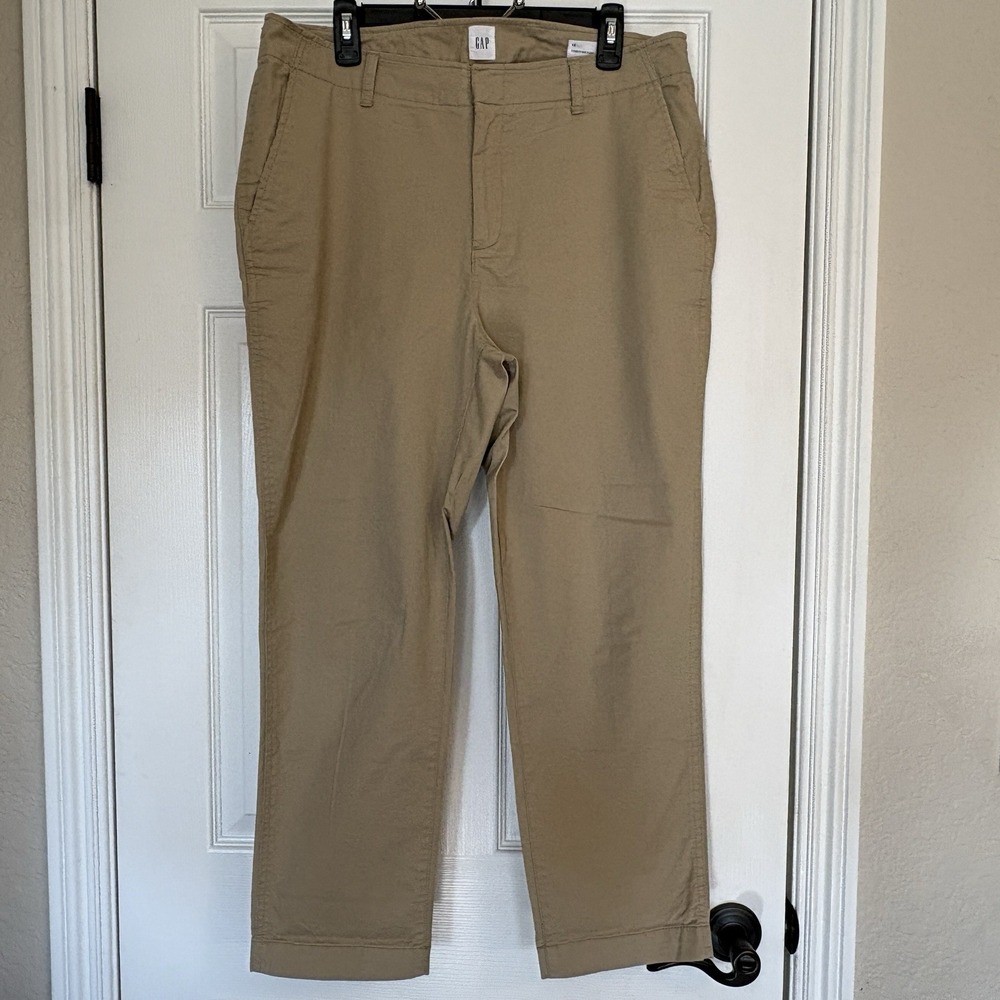 Gap Downtown Khaki Pants Women's Size 14 Beige/Tan Casual High Rise Straight Leg